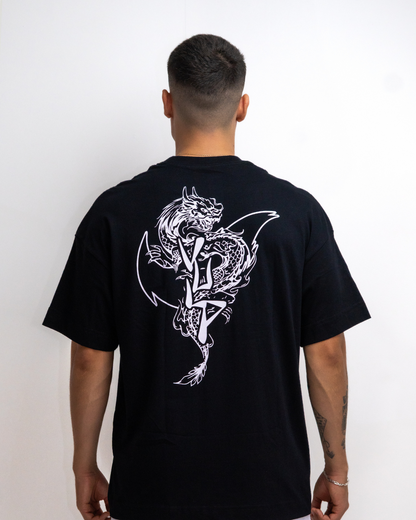 Camiseta Oversized Dragão Preta