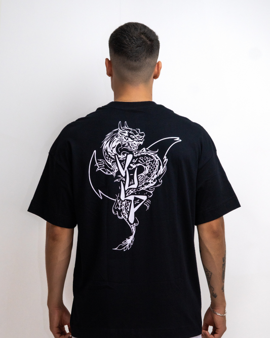 Camiseta Oversized Dragão Preta